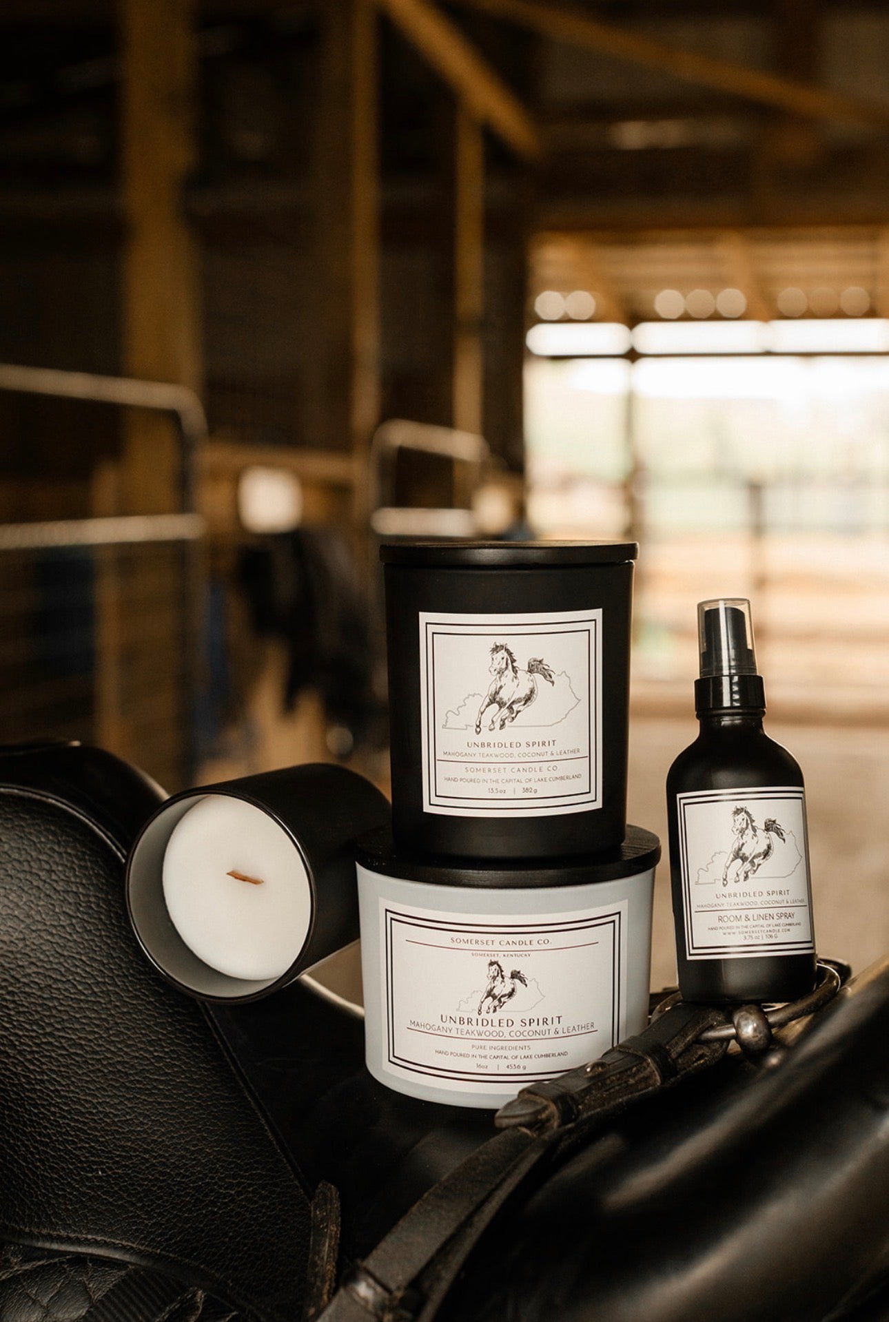 Unbridled Spirit Candles on Saddle